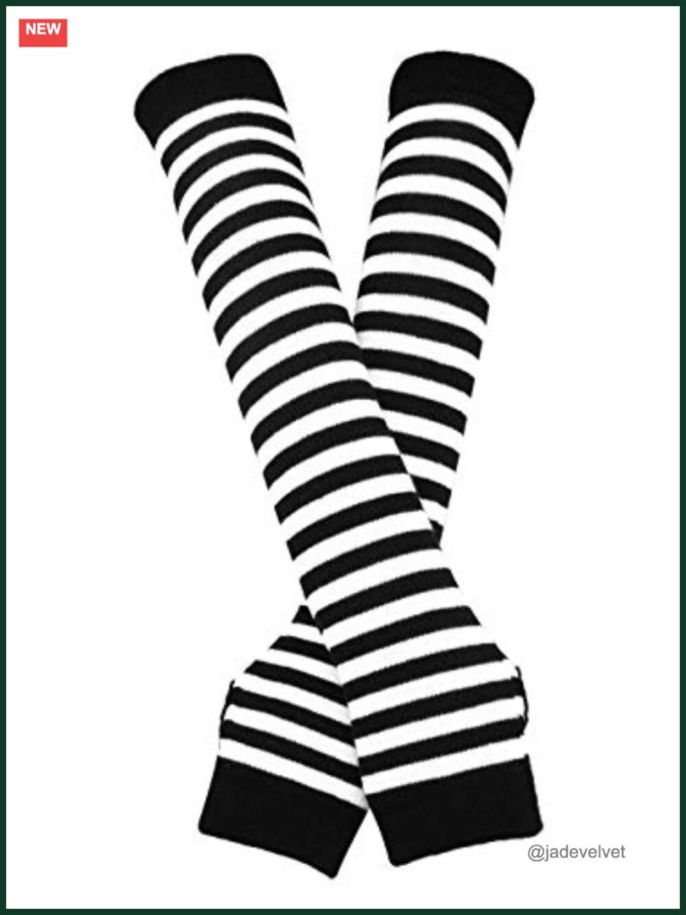 Punk Gothic Rock Long Arm Warmer Fingerless Gloves Knit Striped